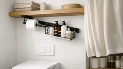 Jak udělat pořádek nad WC bez vrtání: podvěsná polička, na kterou dosáhnete