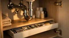 Jak využít prostor pod umyvadlem: připevnitelná zásuvka, která obejde sifon